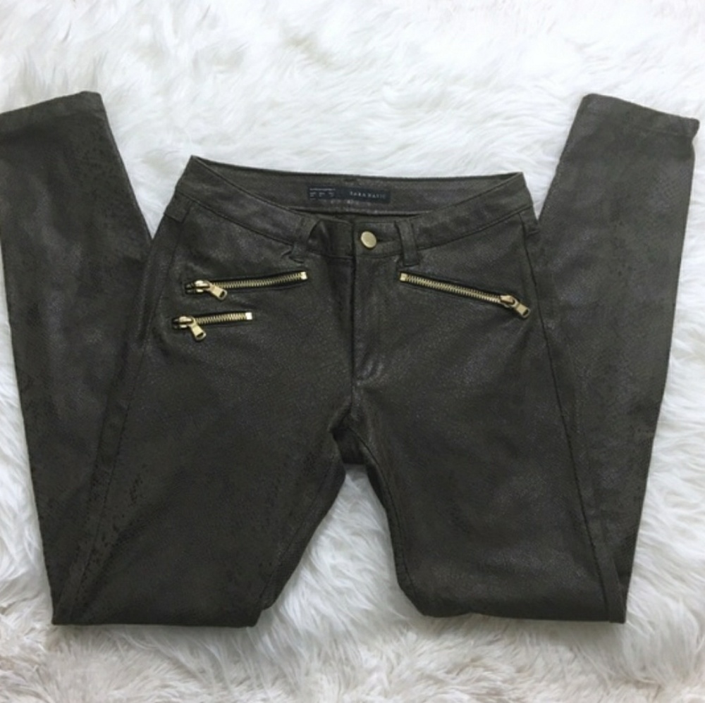 Zara Basic Black Snake Print Jean Jeggings sz 6